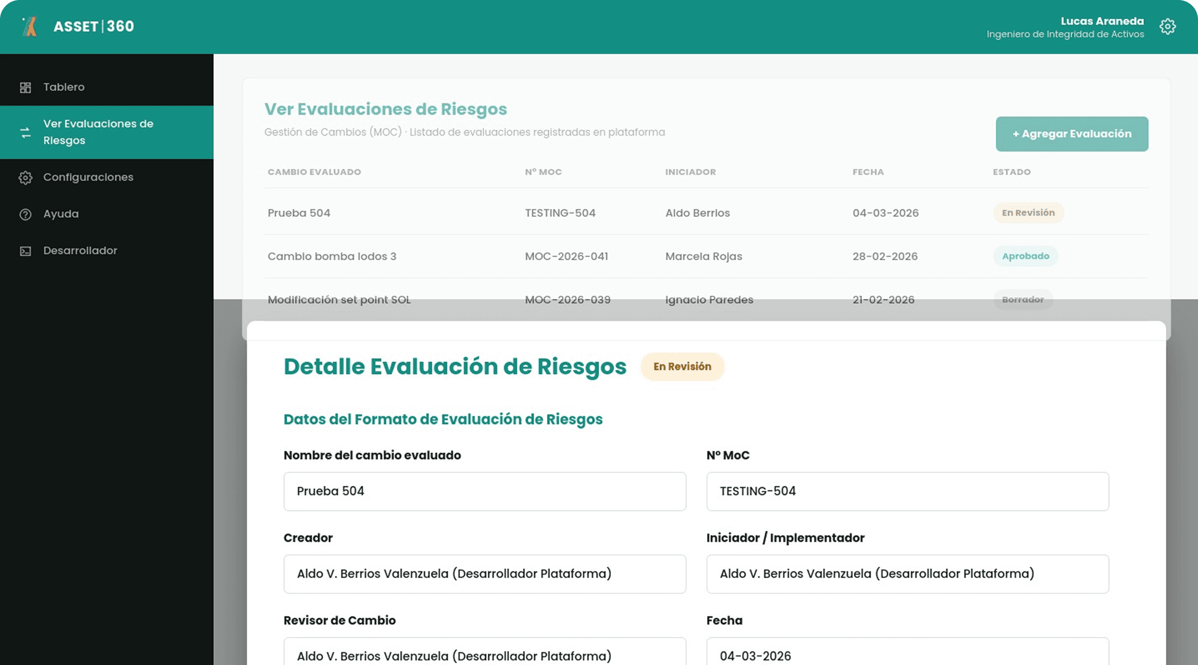 Modulo Gestión del Cambio Operacional