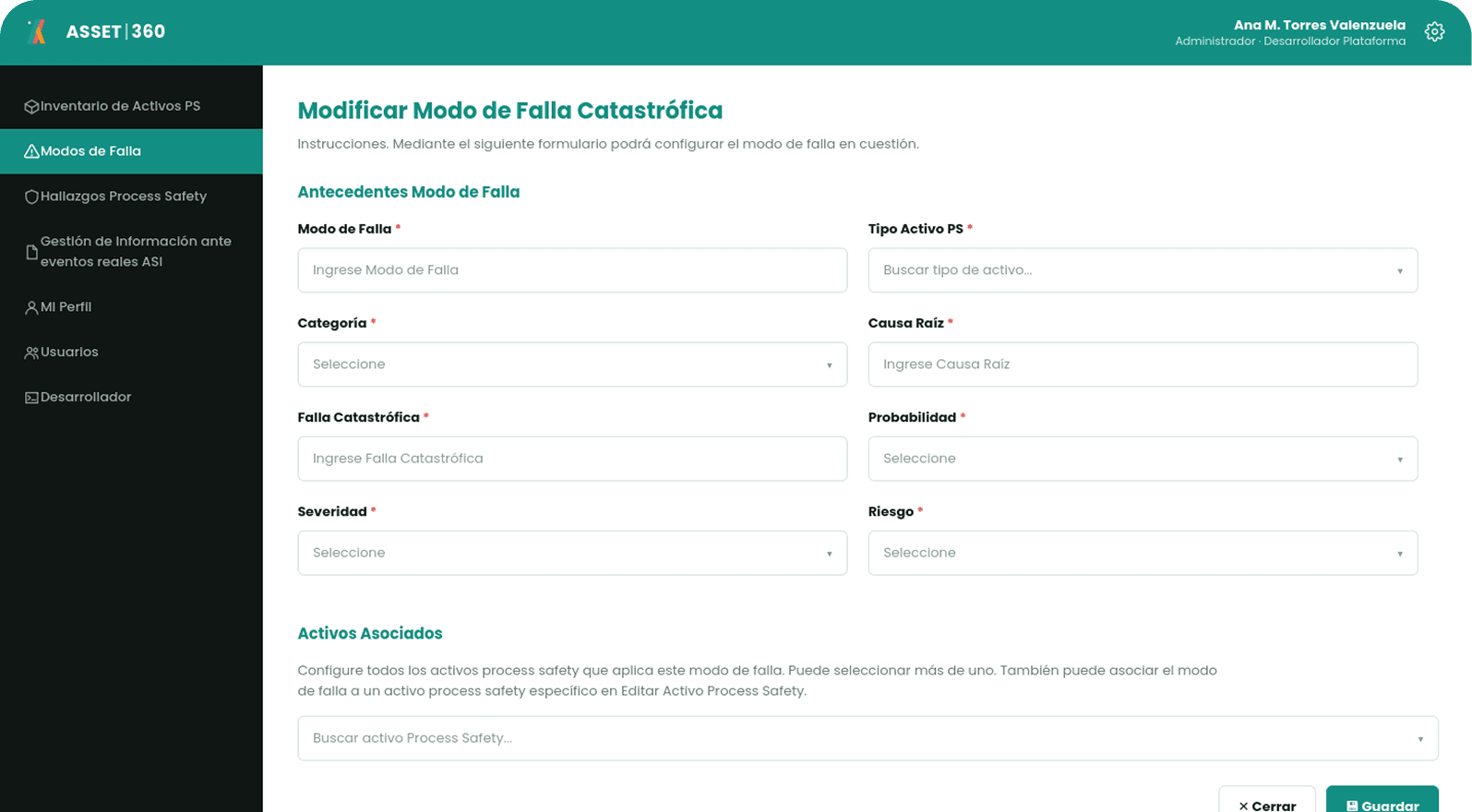 Inventario y Modos de Falla Catastrófica